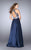 GiGi - Graceful Sparkling Jewel Neck Mikado Ball Gown 24789 In Blue