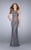 GiGi - Elegant Beaded Open Back Net Long Gown 24790 in Gray