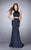 La Femme - Elegant Two Piece Rhinestone Embellished Satin Prom Dress in Blue