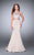 La Femme - Elegant Two Piece Rhinestone Embellished Satin Prom Dress in Neutral