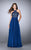 Lace Detail Halter Top Chiffon Long Prom Dress 23975 In Blue