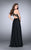 La Femme - Lace Detail Halter Top Chiffon Long Prom Dress 23975 In Black