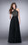 La Femme - Lace Detail Halter Top Chiffon Long Prom Dress 23975 In Black