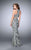 La Femme - Two-Piece Contrast Lace Sheath Long Evening Gown 23976 In Black and White