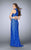 La Femme - Crop Top And Skirt Ensemble Lace Prom Dress 23978 in Blue