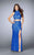La Femme - Crop Top And Skirt Ensemble Lace Prom Dress 23978 in Blue