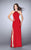 Jeweled Halter Neck Strappy Back Long Jersey Prom Dress 23982 In Red