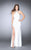 Jeweled Halter Neck Strappy Back Long Jersey Prom Dress 23982 In White
