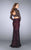 La Femme - 23985 Highly Ornate Lace Sheath Long Evening Gown in Black and Red