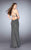 La Femme - Halter Neck Strappy Back Shimmer Jersey Prom Dress  23992 in Silver