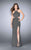 La Femme - Halter Neck Strappy Back Shimmer Jersey Prom Dress  23992 in Silver