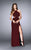 La Femme - Halter Neck Strappy Back Shimmer Jersey Prom Dress  23992 in Red