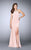 La Femme - Beaded Halter Neck Strappy Back Jersey Prom Dress 23993 in Pink