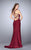 La Femme - Beaded Halter Neck Strappy Back Jersey Prom Dress 23993 in Red
