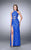 La Femme - Halter Lace Cutout Detail Prom Dress 23999 in Blue