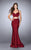La Femme - Two-Piece Adorned Sweetheart Crisscrossed Long Evening Gown 24000 In Red
