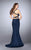 La Femme - Two-Piece Adorned Sweetheart Crisscrossed Long Evening Gown 24000 In Blue