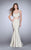La Femme - Two-Piece Adorned Sweetheart Crisscrossed Long Evening Gown 24000 In Neutral
