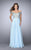 Off-the-Shoulder Beaded Lace Chiffon Prom Dress 24001 In Blue