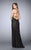 La Femme - Lace Overlay Strappy Open Back Prom Dress 24005 In Black and Red