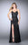 La Femme - Lace Overlay Strappy Open Back Prom Dress 24005 In Black and Blue