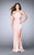 La Femme - Halter Cutout Detail Long Jersey Prom Dress 24009 in Pink