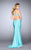 La Femme - Halter Cutout Detail Long Jersey Prom Dress 24009 in Blue
