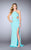 La Femme - Halter Cutout Detail Long Jersey Prom Dress 24009 in Blue