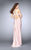 La Femme - Halter Cutout Detail Long Jersey Prom Dress 24009 in Pink