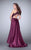 La Femme - Sparkling Lace Halter High-Low Long Evening Gown 24012 in Blue and Purple