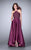La Femme - Sparkling Lace Halter High-Low Long Evening Gown 24012 in Blue and Purple