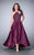 La Femme - Sparkling Lace Halter High-Low Long Evening Gown 24012 in Blue and Purple