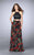 Eye-catching Floral and Leather Two-piece Chiffon Dress 24014
