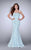 La Femme - Romantic Lace Sweetheart Mermaid Long Evening Gown 24020 In Blue