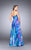La Femme - Strapless Sweetheart Multi-Color Floral Print Prom Dress 24021 In Blue and Multi-Color