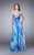 La Femme - Strapless Sweetheart Multi-Color Floral Print Prom Dress 24021 In Blue and Multi-Color