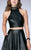 Accented High Neck Two-Piece Short Leather Dress 24026