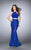 La Femme - Stunning High Neck Laced Two-piece Mermaid Dress 24029 in Blue