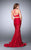 La Femme - Stunning High Neck Laced Two-piece Mermaid Dress 24029 in Red