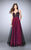 La Femme - Ornamented Sweetheart Tulle Overlay Long Evening Gown 24034 In Black and Red
