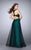 La Femme - Ornamented Sweetheart Tulle Overlay Long Evening Gown 24034 In Black and Green