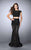 La Femme - Two-Piece Ornate Lace Mermaid Long Evening Gown 24308 in Black