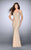 La Femme - Stunning Bead Embellished Sheath Long Evening Gown 24057 in Neutral
