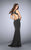 La Femme - Stunning Bead Embellished Sheath Long Evening Gown 24057 in Black