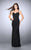 La Femme - Stunning Beaded Sweetheart Long Dress 24062 in Black