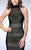 La Femme - Eye-catching High Neck Striped Fishnet Dress 24076 In Black