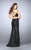 La Femme - Tantalizingly Unique Leather Sheath Evening Gown 24080 in Black