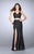 La Femme - Tantalizingly Unique Leather Sheath Evening Gown 24080 in Black