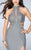 La Femme - Elegant Beaded High Neck Long Dress 24084 in Silver
