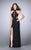 La Femme - Elegant Beaded High Neck Long Dress 24084 in Black